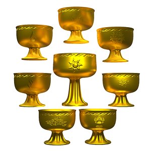3D Golden Ritual Bowls