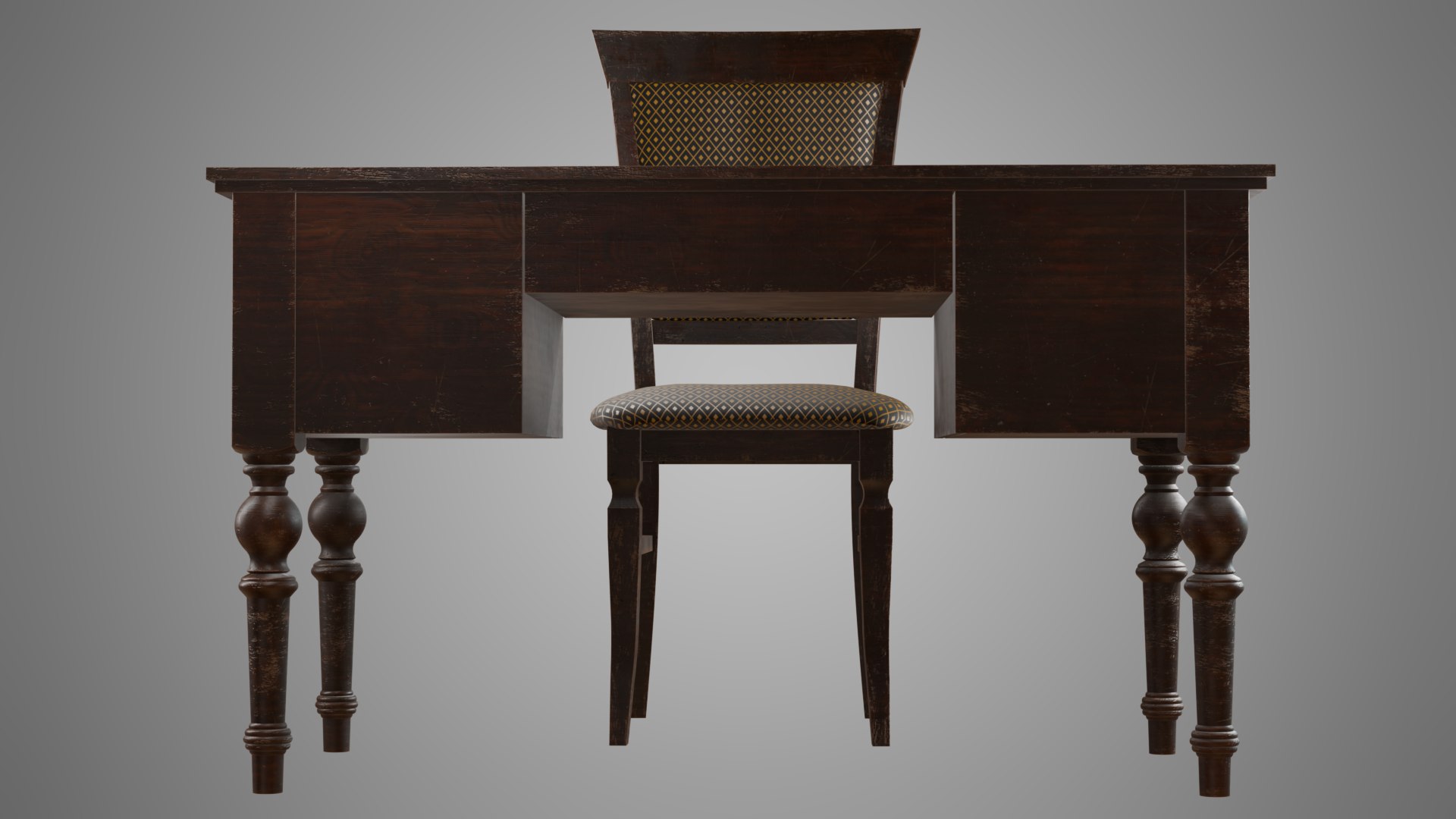3D Vintage Desk And Chair - TurboSquid 2333229