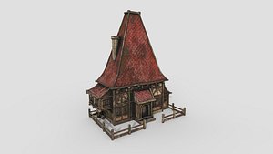 3D Medieval Building A08 Destroyed - Scenery Backdrop House model