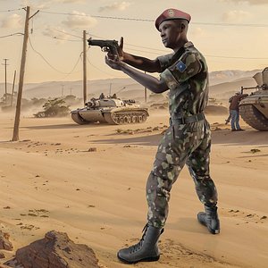3D Somali Soldier with Gun model
