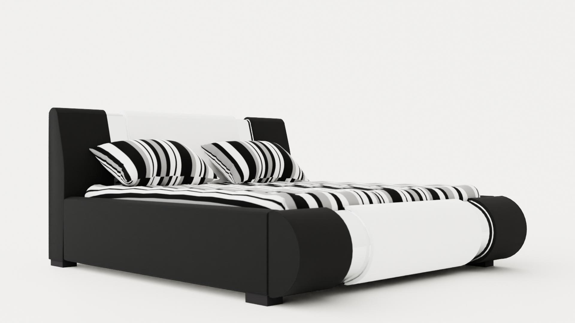 3D Verona Bed Frame With Storage180x200 Cm White Black Metal ...