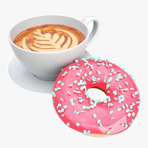 3D Coffee cup with donut