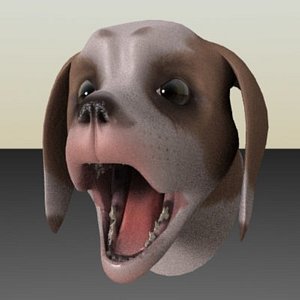 3d talking dog rigged head model
