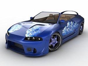 mitsubishi eclipse blue wide body 3d max