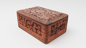 Wooden box with engraving or wood carving 3D model