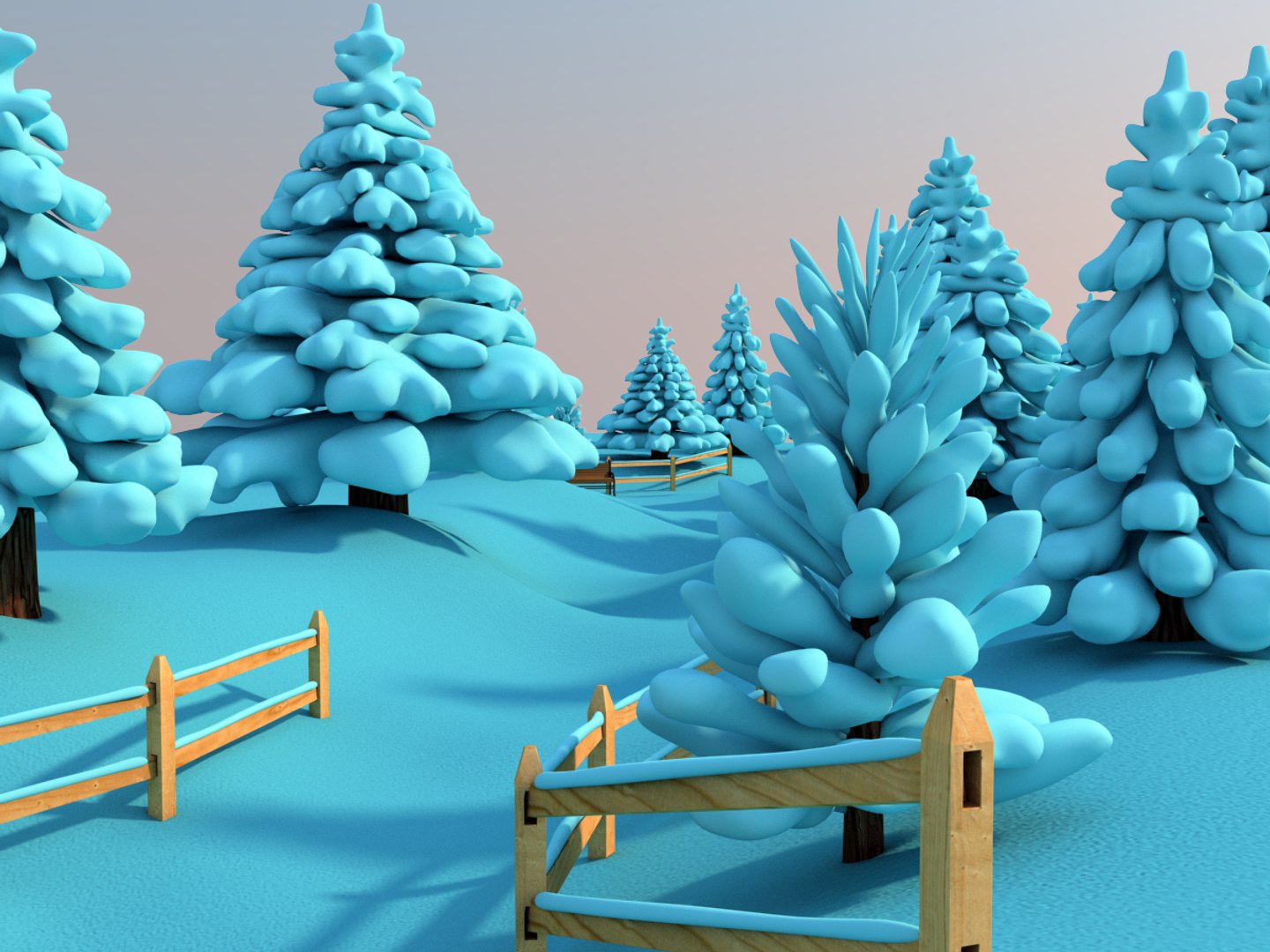 3D outdoor snowy scene snow covered model - TurboSquid 1361164