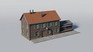 German brick railway station 3D