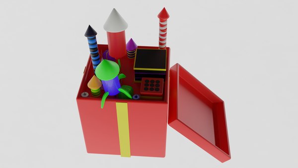 Box with holiday fireworks 3D model - TurboSquid 2006558