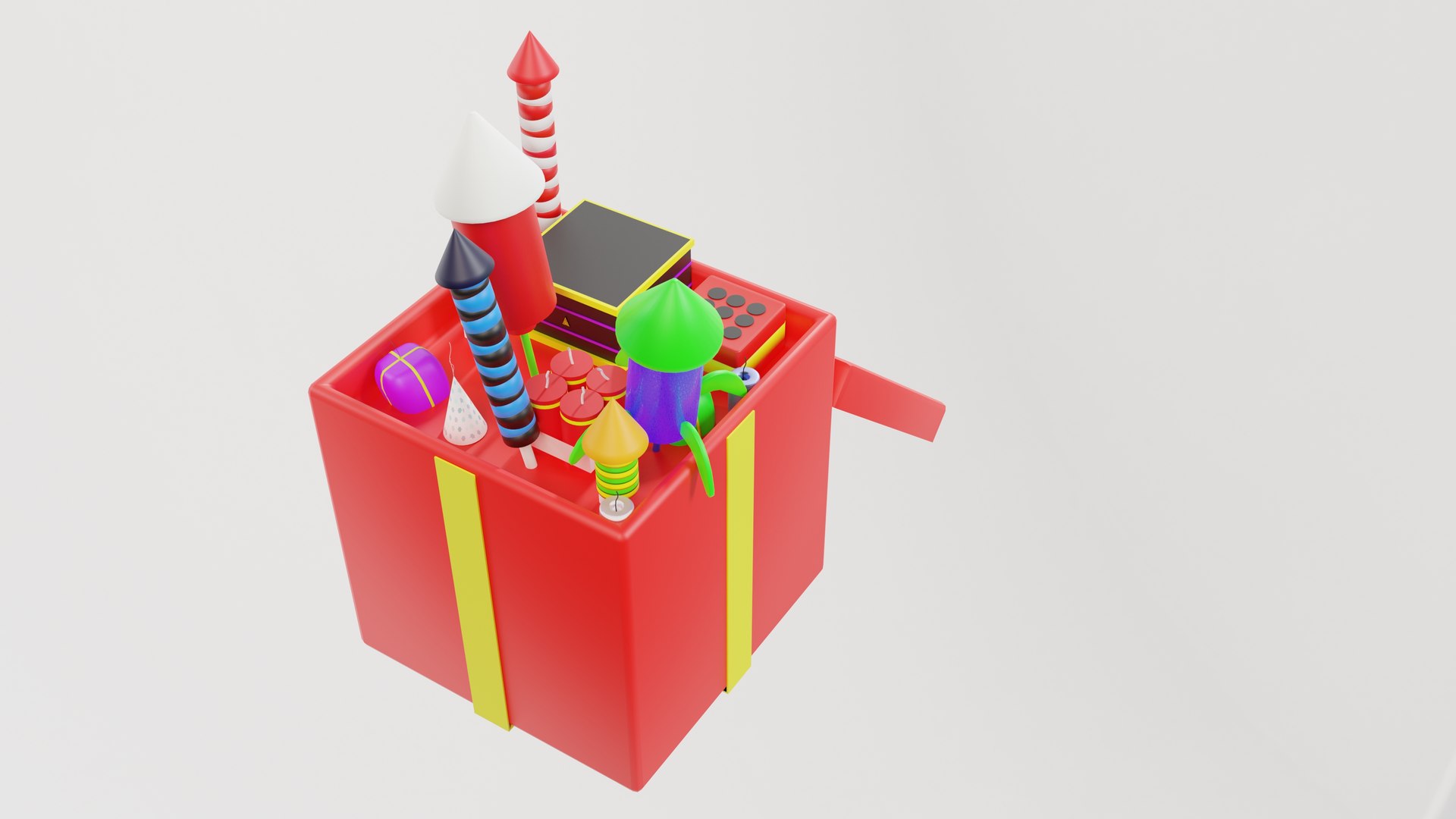 Box with holiday fireworks 3D model - TurboSquid 2006558