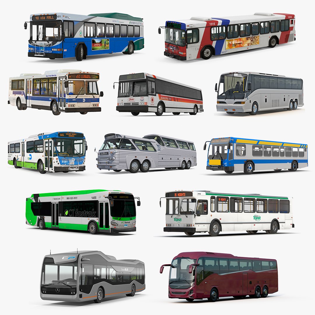 Buses Collection 10 3D model preview