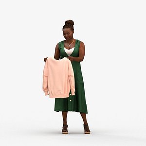 00319Theresial003 - Adult Black woman waiting in home wearing casual summer clothing 3D model