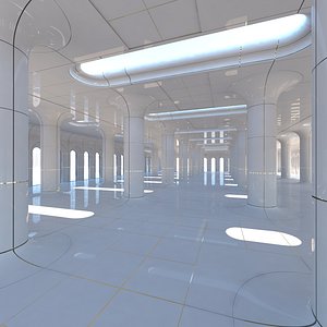 3D classic futuristic interior scene model