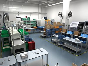3D factory interior scene equipment model