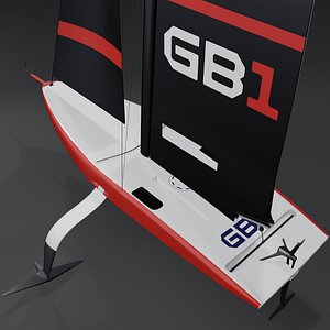 AC40 GB1 America Cup race yacht 3D model hydrofoil 3D model