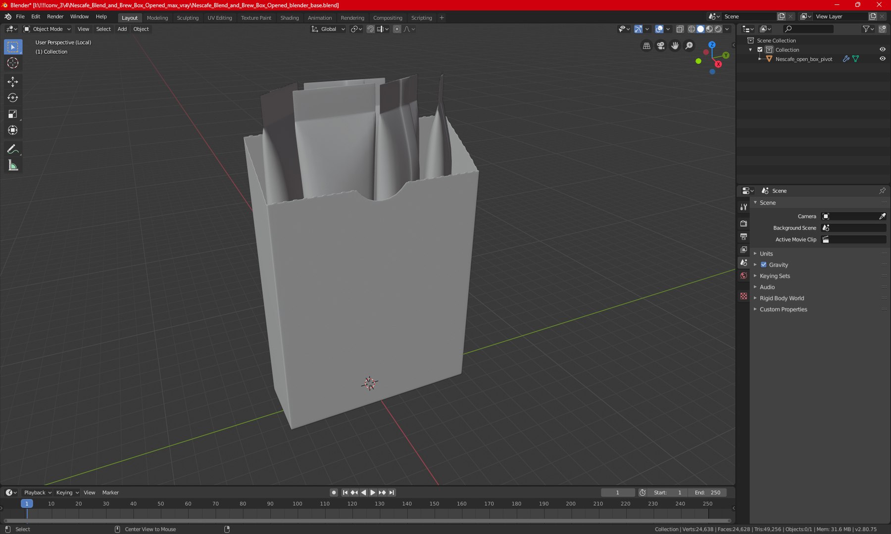 Nescafe Clasico Box Opened 3D model preview