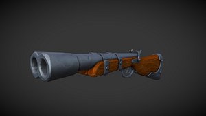 Stylized Double Barrel Shotgun 3D model