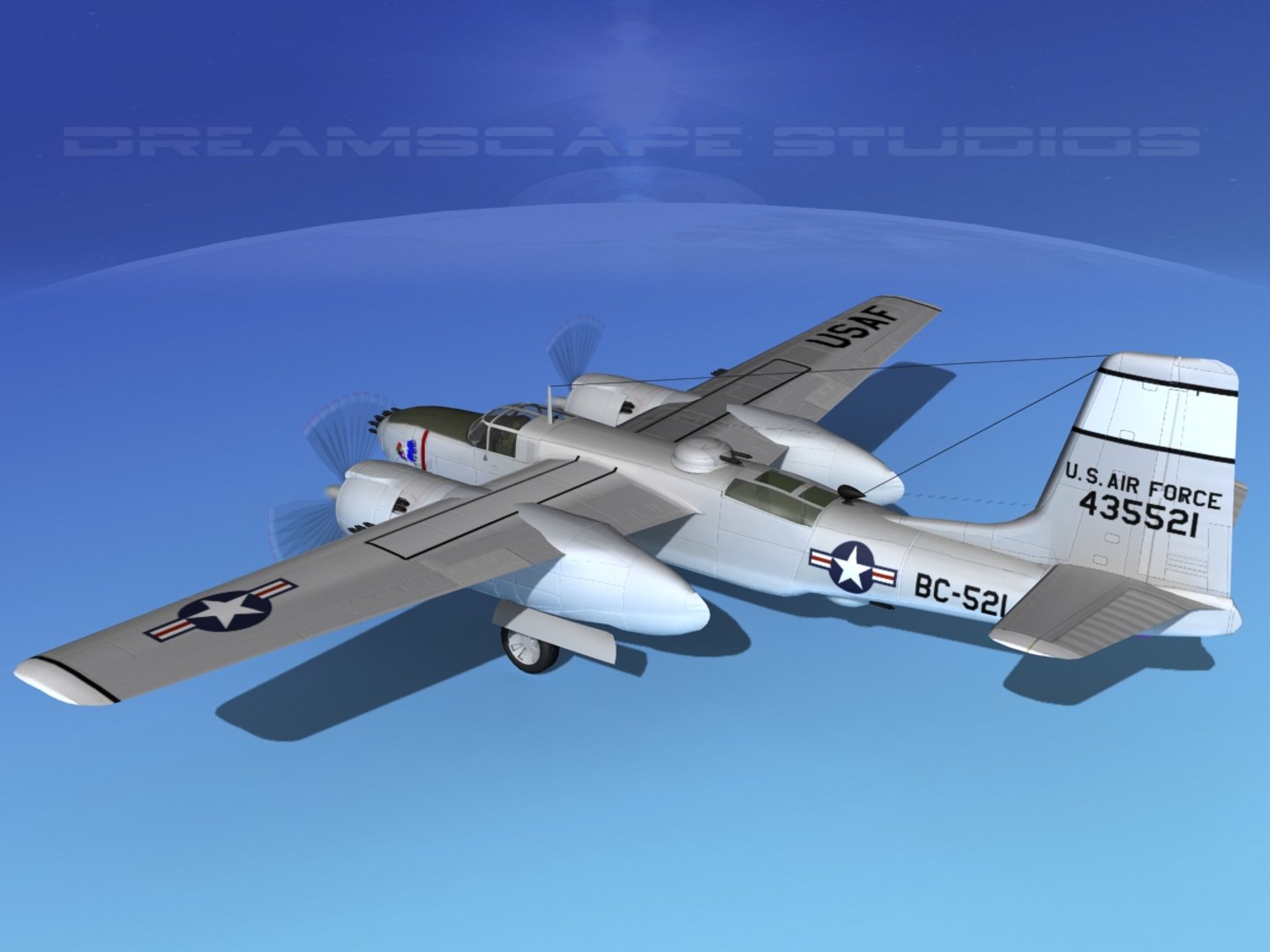 Douglas B-26b B-26 Bomber 3d Model