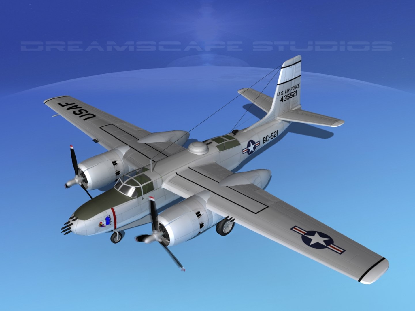 Douglas B-26b B-26 Bomber 3d Model