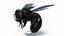 3D Carpenter Bee Insect Black Ready Pose Fur