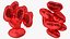 3D Helium Red Heart Shape Balloons Bouquet model