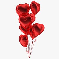 Helium Red Heart Shape Balloons Bouquet