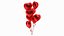 3D Helium Red Heart Shape Balloons Bouquet model