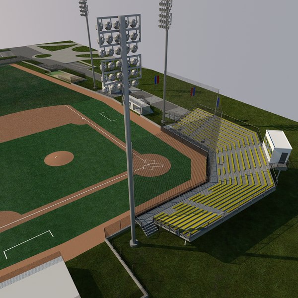 3d university baseball field model