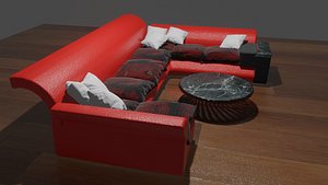 corner seat set furniture 3D model