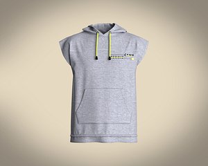 Mens Sleeveless Workout Hoodie with Kangaroo Pocket