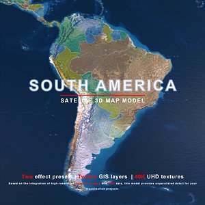 South America Map - 40K Realistic Satellite Terrain - Elevation