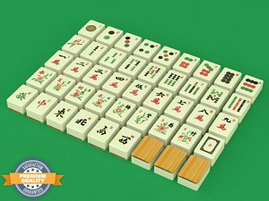 mahjong mahj tile set 3d model