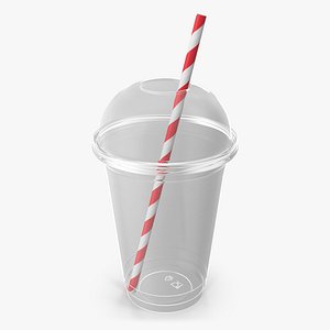 Empty Plastic Cup With Straw 3D model