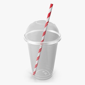 Empty Plastic Cup With Straw