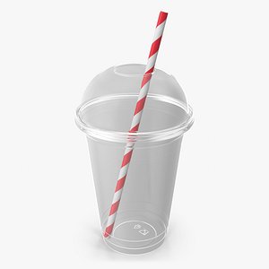 Empty Plastic Cup With Straw