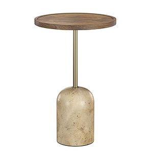 3D Mango Wood Pedestal Side Table model