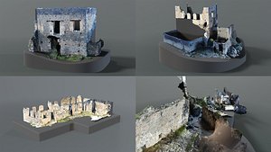 Abandoned House Facades Low Resolution Scans 3D model