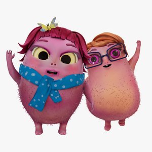 3D Bea and Cas Rigged Character Low-poly 3D model model