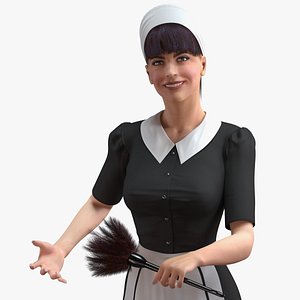 3D housekeeping maid rigged female model