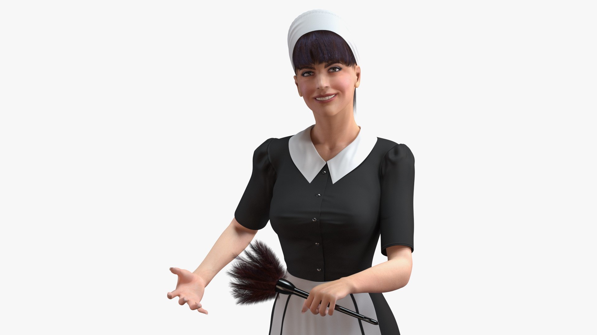 Housekeeping Maid Rigged for Maya 3D model preview