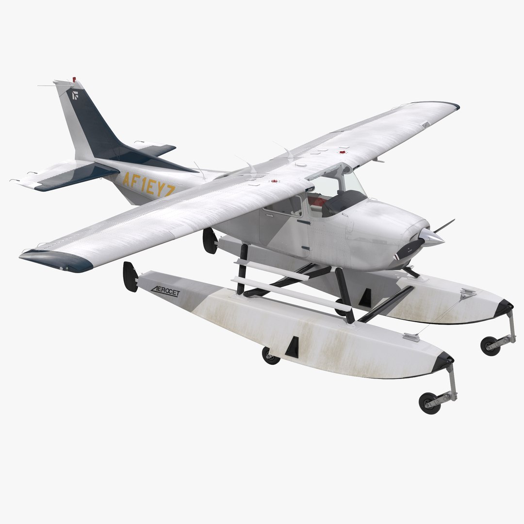Cessna 172 Seaplane 3D model preview
