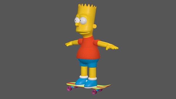 Bart Simpson Character Skateboarding model - TurboSquid 1757548