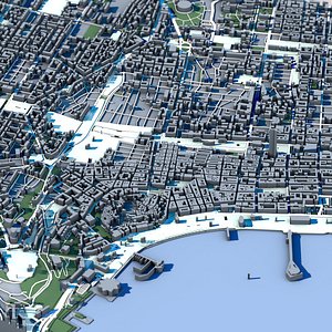 3D Baku Cityscape Azerbaijan 3D Model Caspian Sea Skyline Flame Towers  Heydar Aliyev Center