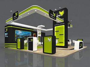 3D Exhibition Booth Stand Stall 9x9m Height 500 cm 3 Side Open 3D model