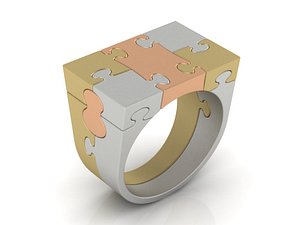3D ring gold silver