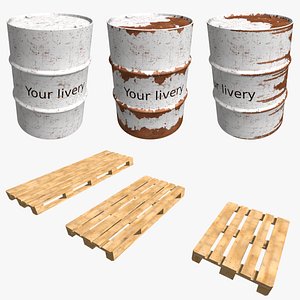 3D Metal barrel - Adjustable rusty - 3 in 1 with Europallet model