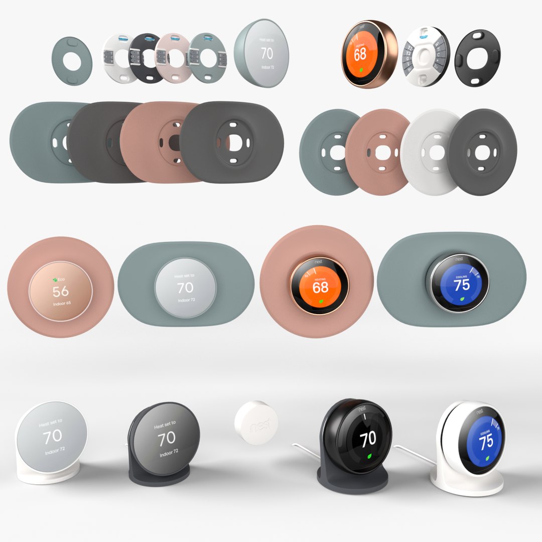 Google Nest Thermostat And Learning Thermostat All Colors 2023 3D Model ...