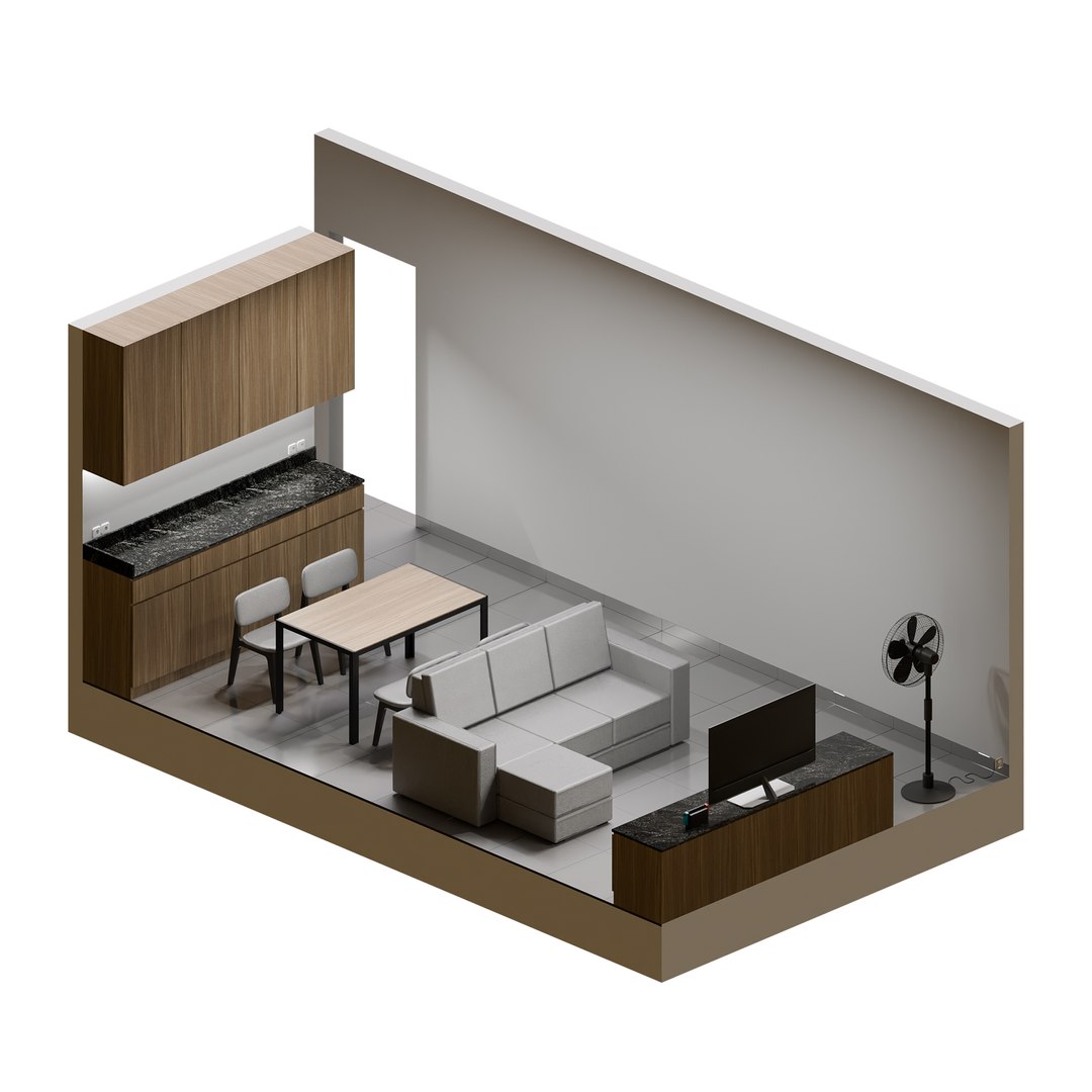 Isometric Living Room 03 3D Model - TurboSquid 2198176