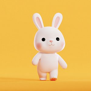Cartoon Bunny Chibi Kawaii CharacterRigged Animated Low-poly 3D model