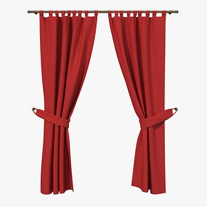 3d model red curtain