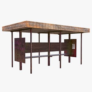 Old Abandoned Bus Stop 3D model